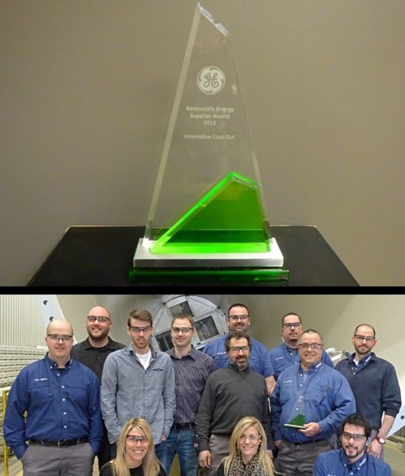 Marmen receives the Innovative Cost Out Award from GE Renewable Energy, Wind Division